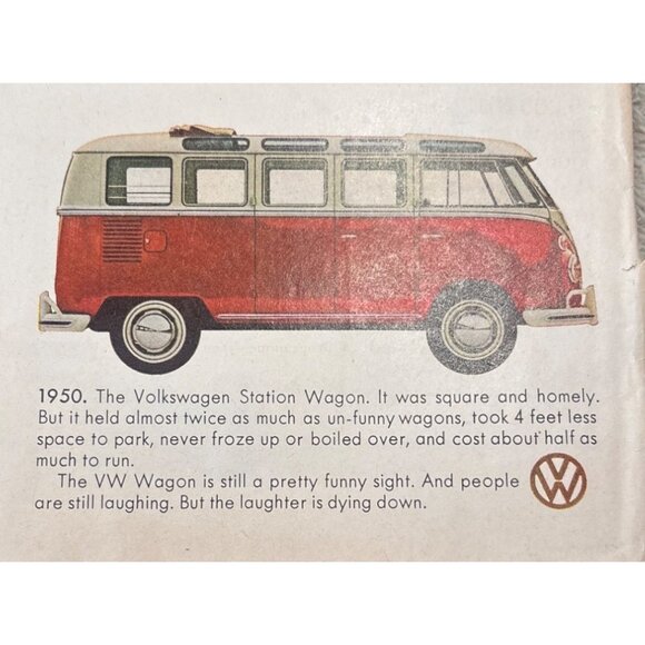 Vtg 1950 Volkswagen Station Wagon Print Advertisement They Laughed Inventions - Picture 2 of 7